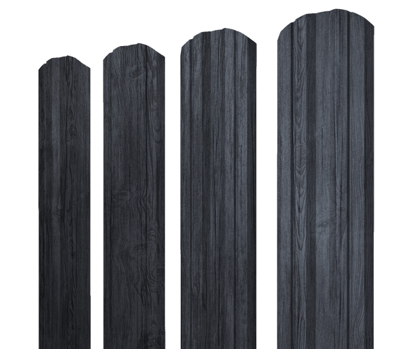 GL Штакетник Twin, фигурный 0.45 мм, Print Premium, Grey Wood TwinColor