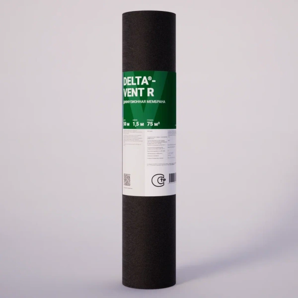 DELTA-VENT R диффузионная мембрана а для укладки на утеплитель и сплошной настил, 75 м²