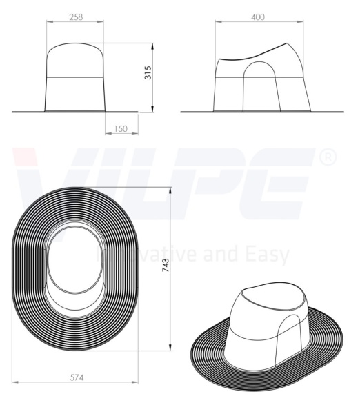 Проходной элемент Vilpe, Huopa высокий серый