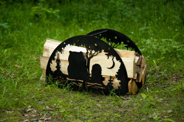 Дровница большая, 530х350 мм, H=360 мм, "Ежик в тумане"