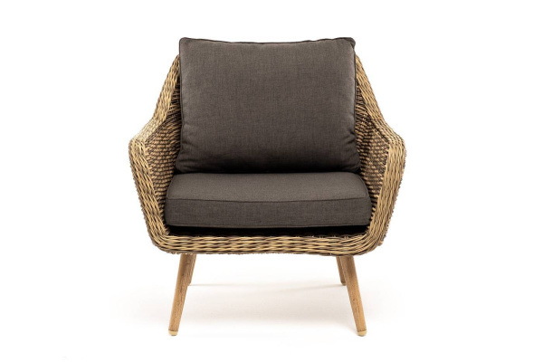 Кресло плетеное из искусственного ротанга, Прованс цвет: соломенный