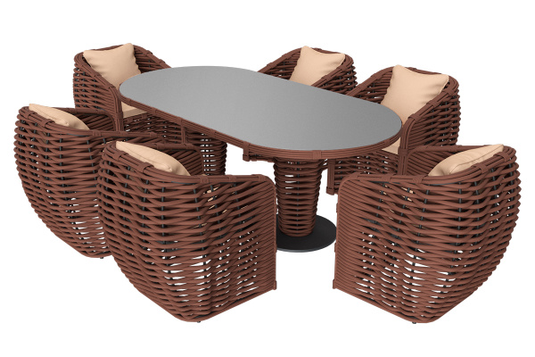 Стол обеденный Mokka Majorca, из искусственного ротанга, 200х100 см цвет: капучино