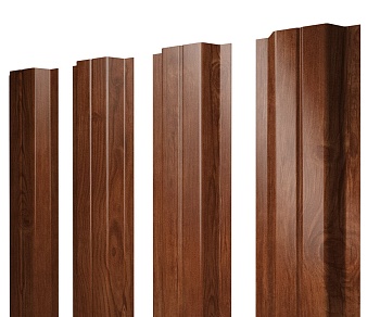 GL Штакетник П-образный А с прямым резом 0.45 мм, Print Elite, Rowan  TwinColor