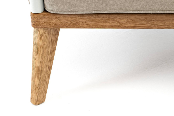 Кресло из роупа, Касабланка, основа дуб,карк алюми светло-серый муар,роуп серо-коричневый, ткань беж