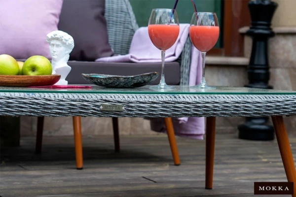 Столик кофейный Mokka Rimini, из искусственного ротанга цвет: серый