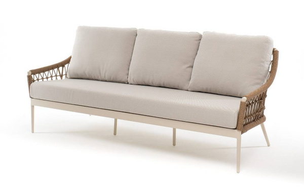 Диван 3-местный из искусственного ротанга, Венеция, цвет: соломенный