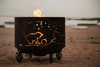 Костровая чаша с коническим дном, Ø500, Н=490 мм, "Коты и Звезды"