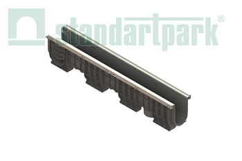 Лоток водоотводный Standartpark, PolyMax Basic, DN100, h202, усиленный, арт: 8047-М