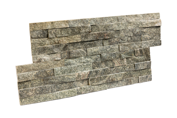 Кварцит, 3D панель из камня, 600х150 мм, Classic Green Quartz, 8 шт/уп