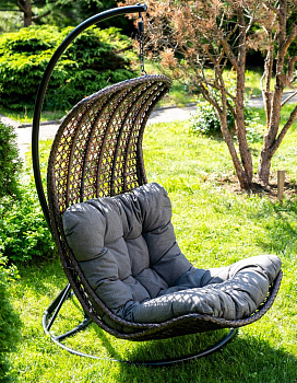 Кресло-кокон подвесное из искусственного ротанга, Виши, цвет: коричневый