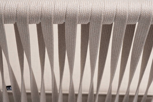 Диван 2-местный из роупа, Касабланка,карк алюм белый муар, роуп бежевый 20мм, ткань бежевая