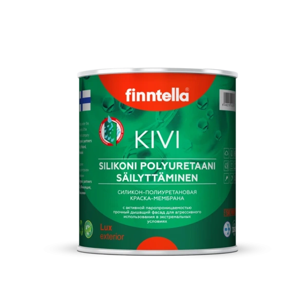 Краска Finntella, Kivi, для оштукатур. и кирпичных фасадов с защитой от грибка матовая, уп. 0.9 л колеровка