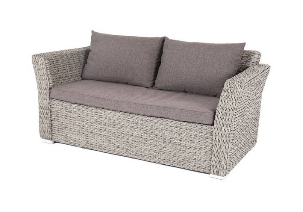 Диван 2-местный из искусственного ротанга /гиацинт/, Капучино серый