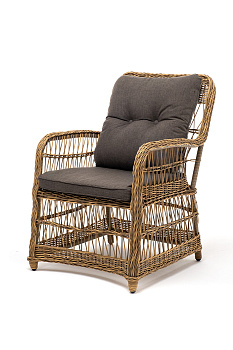 Кресло плетеное из искусственного ротанга, Цесена, цвет: соломенный