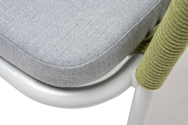 Стул из роупа, Лион, каркас - сталь светло-серый муар, роуп салатовый меланж круг,ткань светло-серая