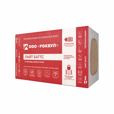 Rockwool Лайт Баттс, 50х600х1000 мм, 6 м², 0.3 м³ уп