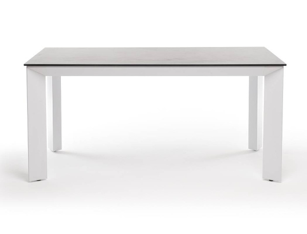 Стол обеденный из HPL 160х80 см, Венето, цвет: серый гранит, каркас белый