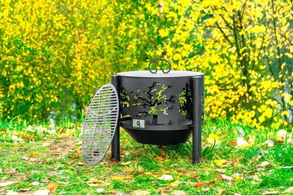 Костровая чаша на трубчатых ножках, Ø500, H=490 мм, "Деревья"