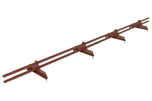 Снегозадержатель универсальный Roofsystems Econom Next 4 опоры, 2 трубы, круг Ø25 мм, L=3000 мм, RAL 3009