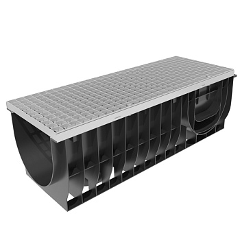 Комплект Gidrolica Light, лоток DN300, h296, стальная решетка ОЦ, А15, 0832A