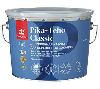 Краска для деревянных фасадов Tikkivala Pika-Teho Classic, матовая, база А, уп 9 л цвет: колеровка