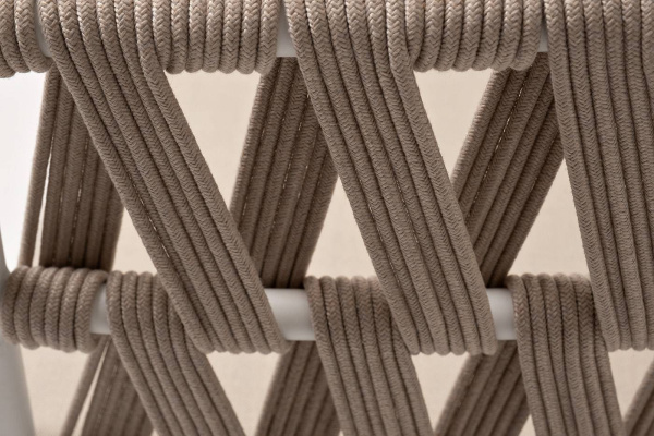 Диван 2-местный из роупа, Диего, основание дуб, карк алюм св.серый муар,роуп бежевый круг,ткань беж