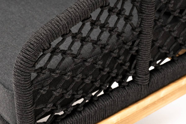 Кресло из роупа /узелки/, Канны, основание дуб, роуп темно-серый круглый, ткань серая