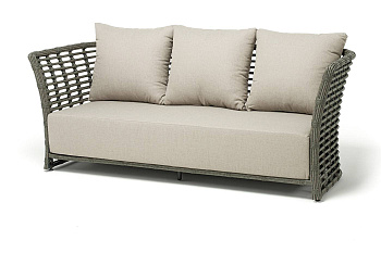 Диван 3-местный из искусственного ротанга, Валенсия цвет: серый