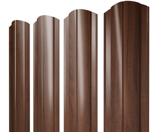 GL Штакетник Круглый, фигурный 0.45 мм, Print Elite, Choco Wood TwinColor