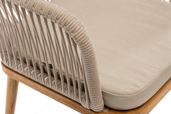 Стул из роупа, Лион, основание дуб, роуп бежевый круглый, ткань бежевая