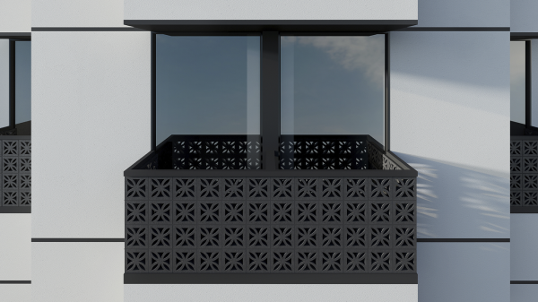 Декоративный бриз-блок Mesterra Cobogo, 250х250 мм 50 мм, 0201, черный