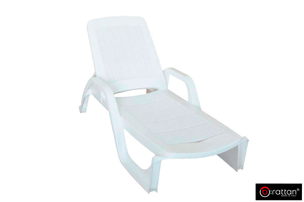 Шезлонг B:Rattan Nilo стопирующийся цвет: белый
