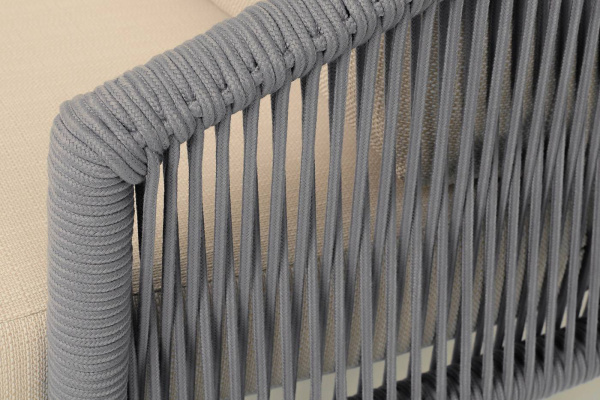 Кресло из роупа, Верона, каркас алюминий светло-серый муар,роуп светло-серый круг,ткань Mossle беж