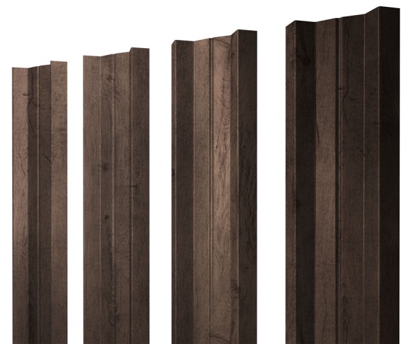 GL Штакетник М-образный А с прямым резом 0.45 мм, Print Premium, Almond Wood Fresh