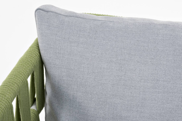 Кресло из роупа, Диего, карк.алюминий светло-серый муар,роуп салатовый меланж круг,ткань светло-сера