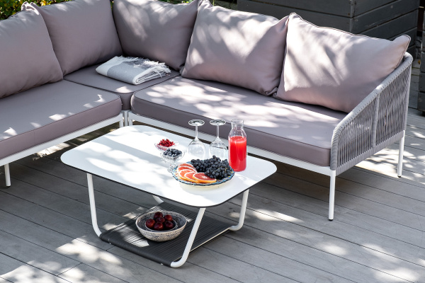 Стол журнальный из HPL, Глория, 90х60 см цвет: молочный