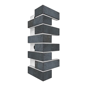 Термопанель угловая Европа с плиткой Keramin, 250х250х600 мм, 80 мм ППС, гладкий, цвет: Иллинойс 2