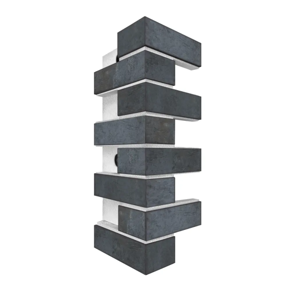 Термопанель угловая Европа с плиткой Keramin, 250х250х600 мм, 80 мм ППС, гладкий, цвет: Иллинойс 2