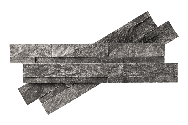 Кварцит, 3D панель из камня, 600х150 мм, Rockface Monsoon Black