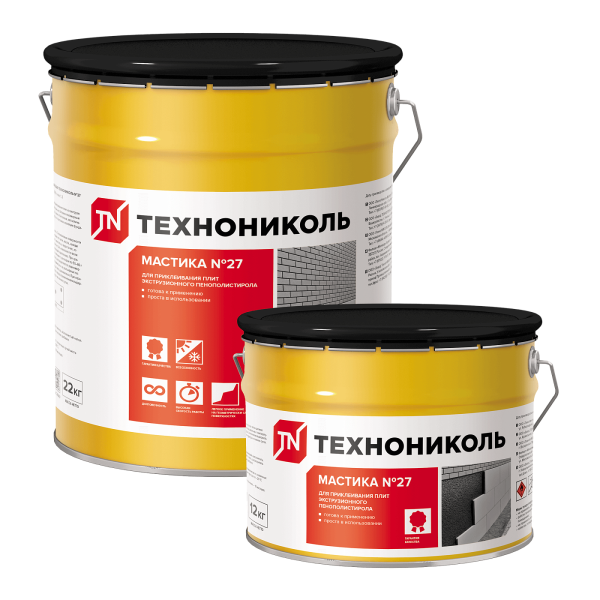 Мастика приклеивающая Технониколь №27, для фундаментов, ведро 22 кг