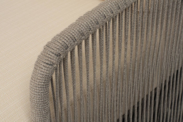 Кресло из роупа, Альбано, карк алюминий светло-серый муар,роуп серый меланж круг,ткань Mossle беж