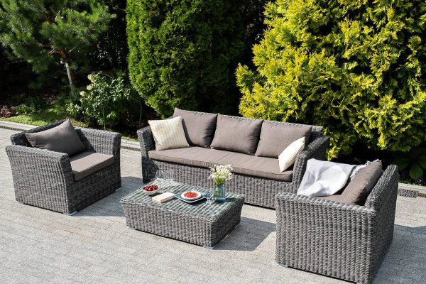 Стол журнальный из искусственного ротанга, Капучино цвет: графит