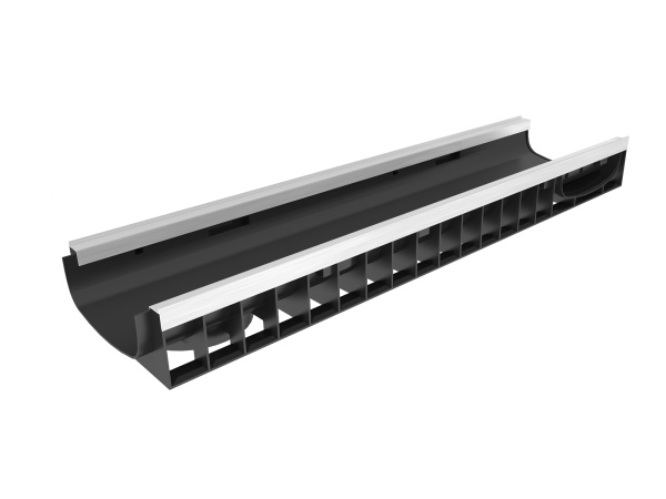 Лоток водоотводный пластиковый Gidrolica Standart+ DN200, h102, с оц насадками