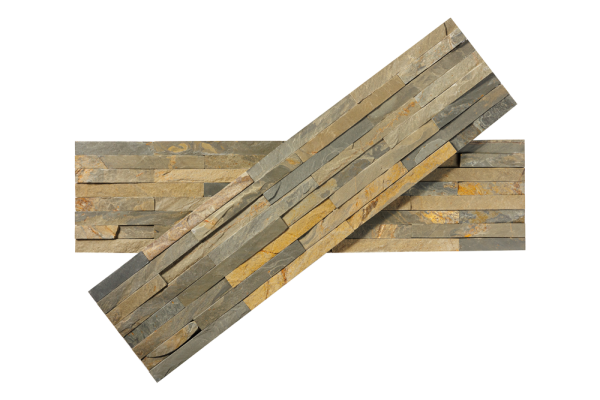 Сланец, 3D панель из камня, 600х150 мм, Pencil Dark Multicolor