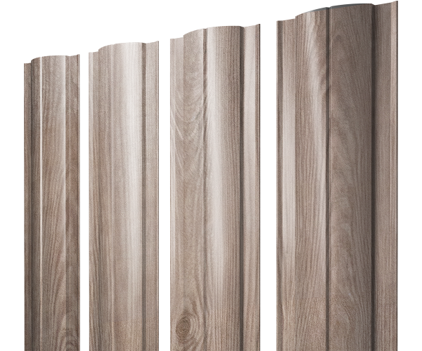GL Штакетник Круглый с прямым резом 0.45 мм, Print Elite, White Wood TwinColor