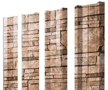 GL Штакетник М-образный А с прямым резом 0.45 мм, Print Elite, Sand Stone TwinColor