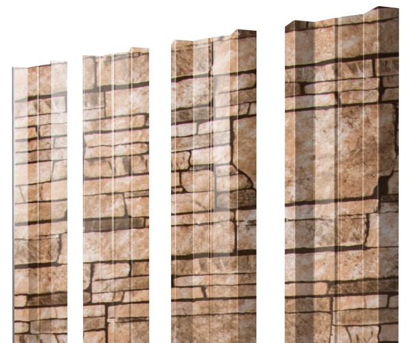 GL Штакетник М-образный А с прямым резом 0.45 мм, Print Elite, Sand Stone TwinColor