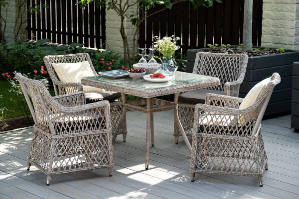 Стол плетеный из искусственного ротанга, Айриш цвет: бежевый