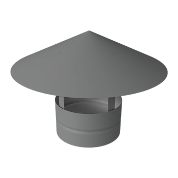 Дымник на трубу GL круглый, 0.45 мм, PE, Ø100 мм, 230х625 мм, RAL 9006