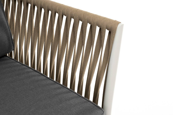 Диван 3-местный из роупа, Касабланка,карк алюм светло-серый муар,роуп серо-коричневый 23мм,ткань сер